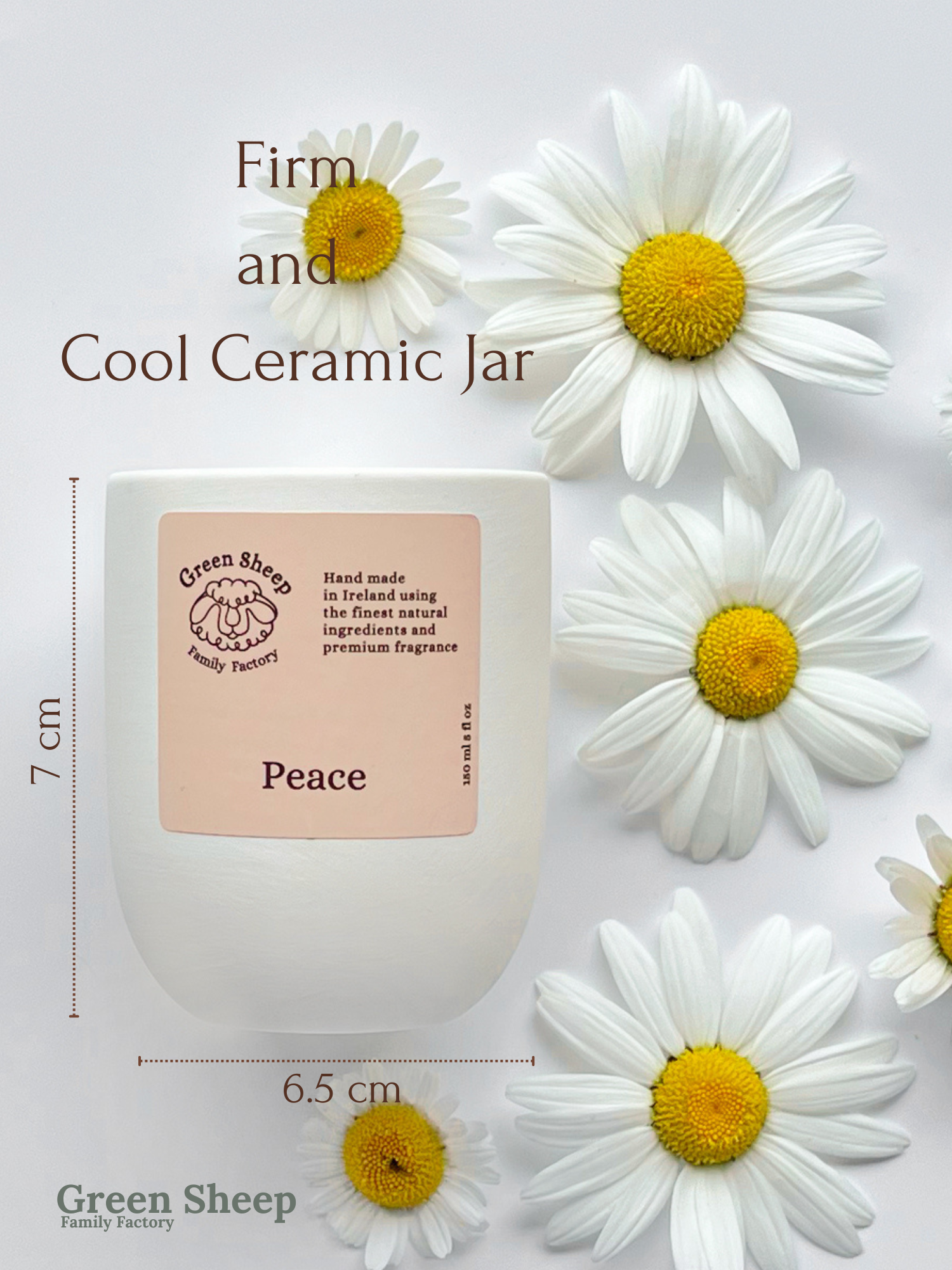 Cotton Wick Candle in a White Ceramic Jar - Peace