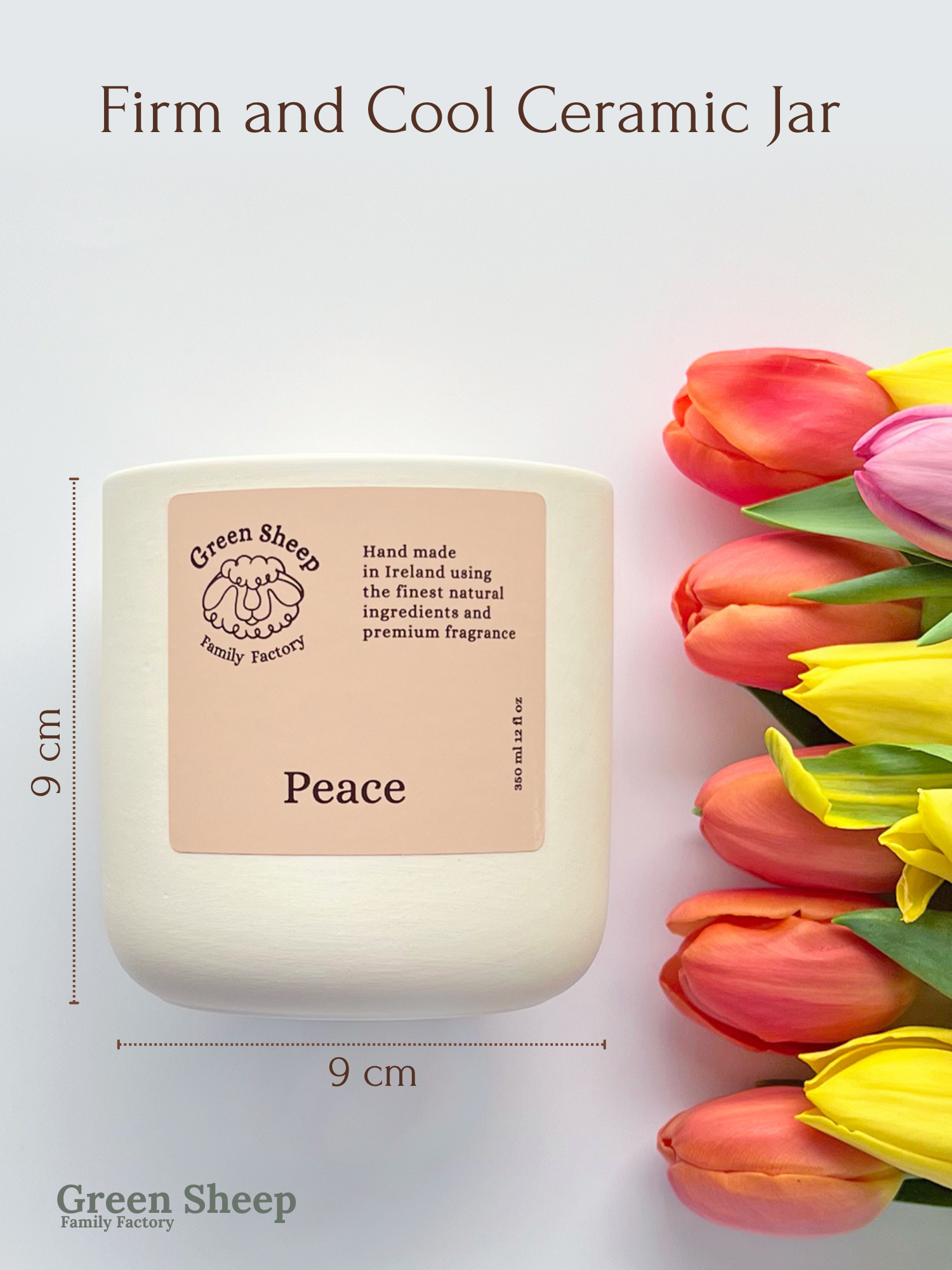 Double Cotton Wick Candle in a White Ceramic Jar - Peace