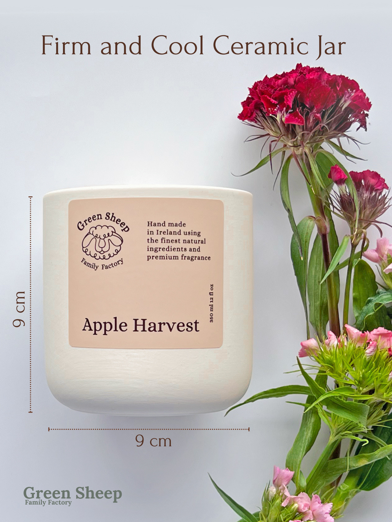 Double Cotton Wick Candle in a White Ceramic Jar - Apple Harvest