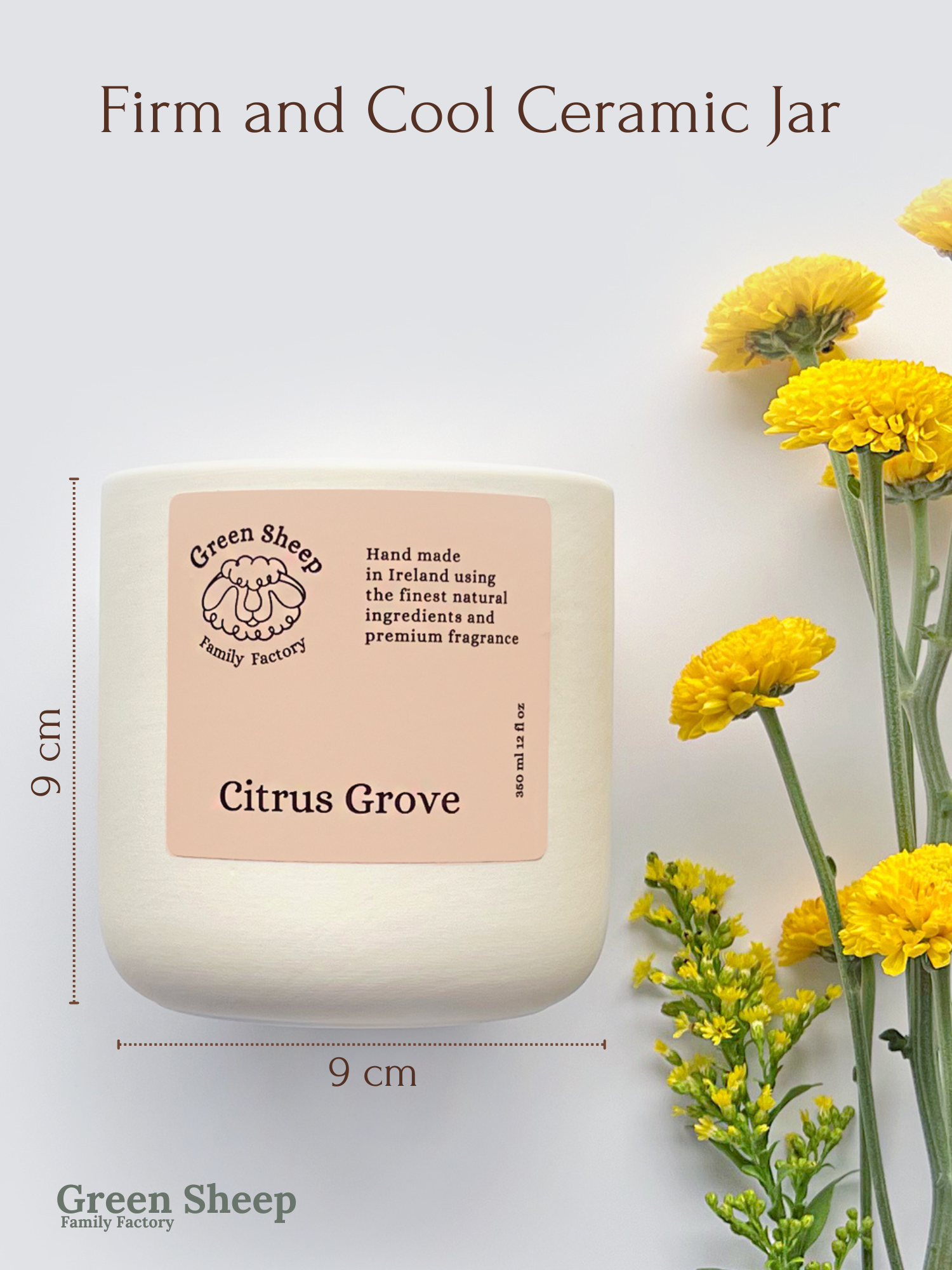 Double Cotton Wick Candle in a White Ceramic Jar - Citrus Grove