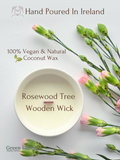 Wooden Wick Candle in a White Ceramic Jar - White Flowers