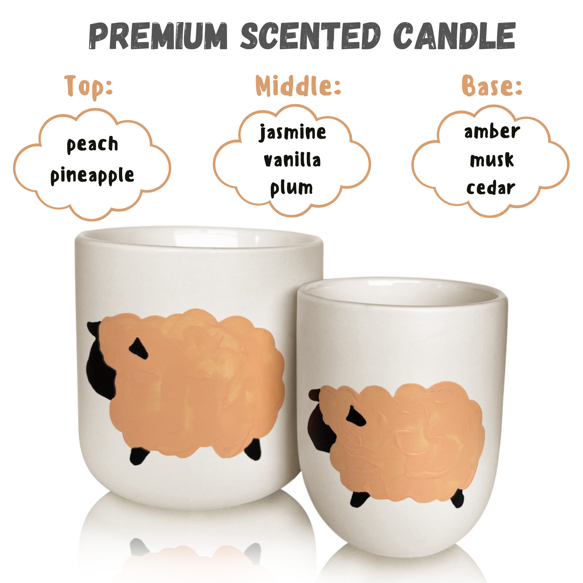 Hand Painted Decor Scented Candle - Peach