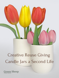 Wooden Wick Candle in a White Ceramic Jar - White Flowers