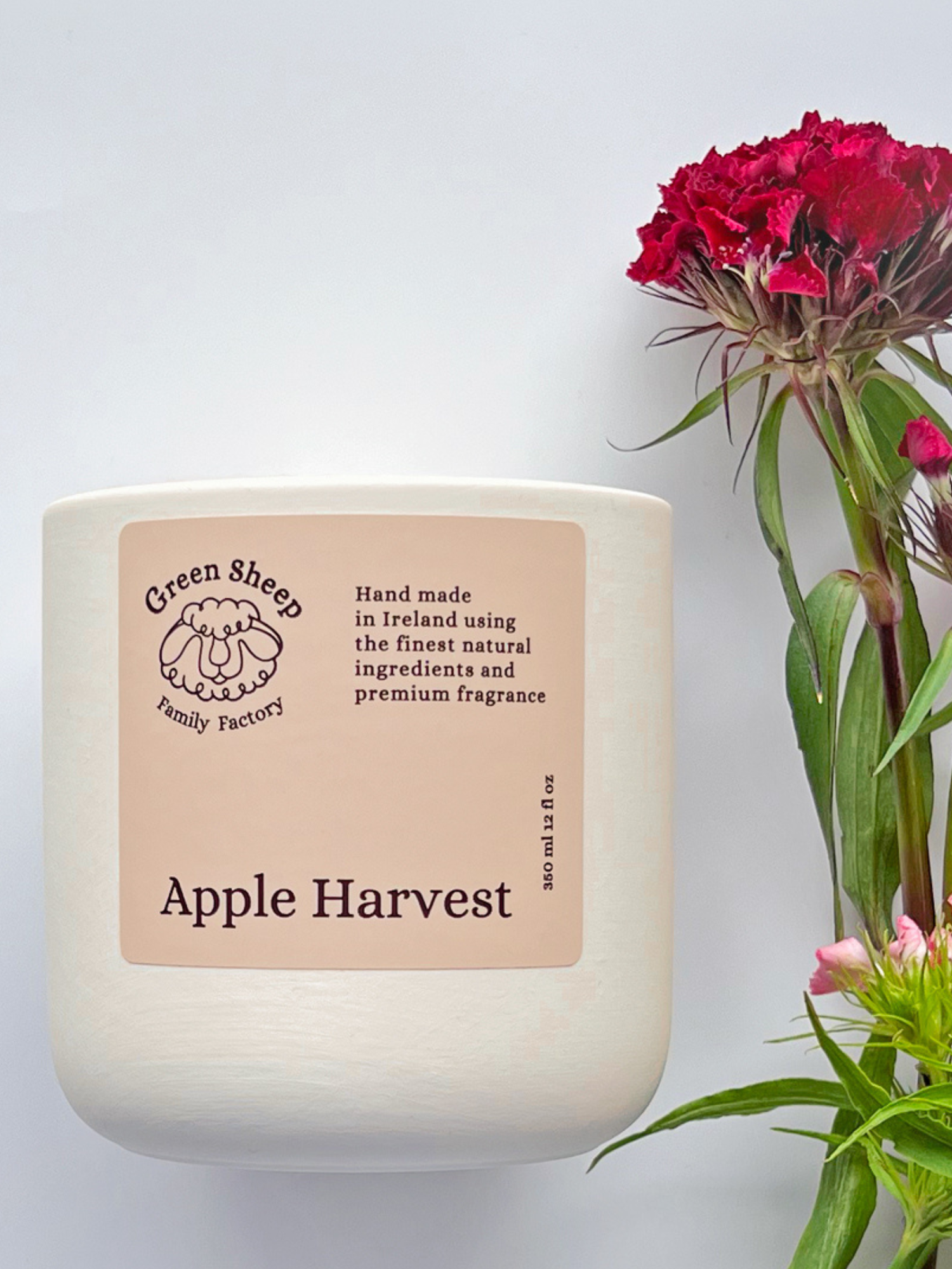 Double Cotton Wick Candle in a White Ceramic Jar - Apple Harvest